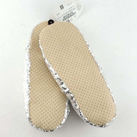 ⭐️3/ $30⭐️Alotta Knitts Women's Silver Sequins Ballerina Slippers Sherpa Sz M - Picture 5 of 8